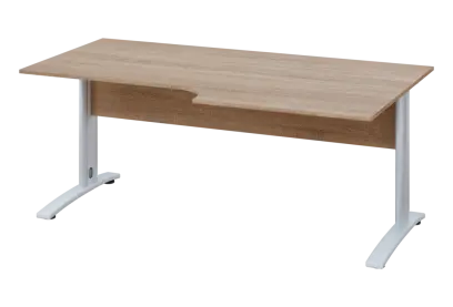 ERK 18 - 188 stůl kancelářský, rohový, pravý, kovová podnož bílá, deska 18 mm, široký 1800 mm, dub bardolino